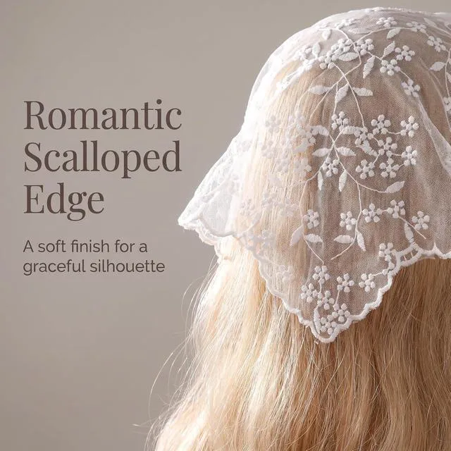 Alt view image 3 of 7 - White Elegant Women Lace Flower Triangle Headband Summer Sunproof Lace Triangle Bandana for Sweet Girls Camping Taking Photo Women's Headbands, Women's Fashion Headbands Hats for Caps
