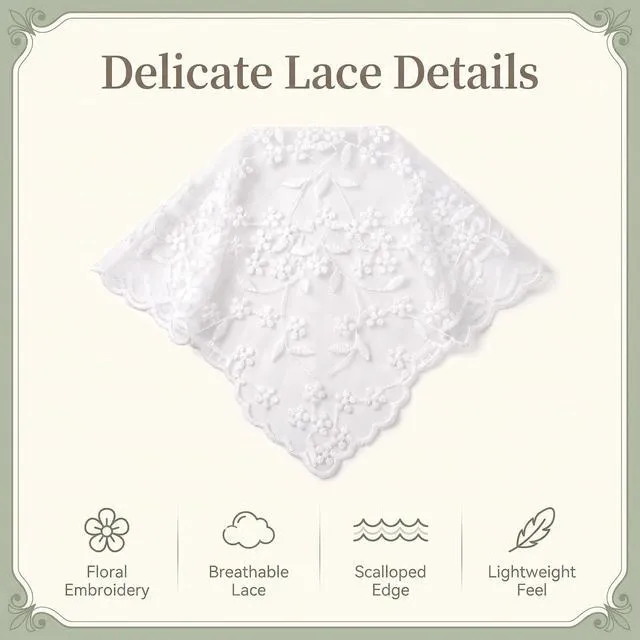 Alt view image 2 of 7 - White Elegant Women Lace Flower Triangle Headband Summer Sunproof Lace Triangle Bandana for Sweet Girls Camping Taking Photo Women's Headbands, Women's Fashion Headbands Hats for Caps