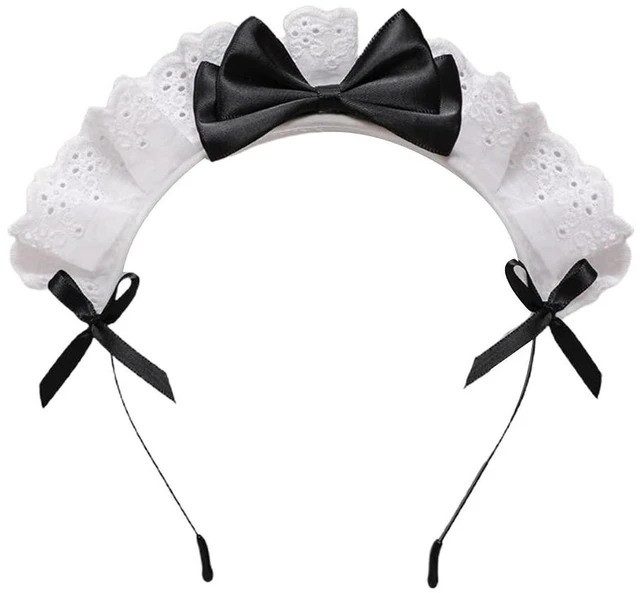 Main image of Jinshining Black Women Girls for Lolita Headband Lace Bow Hair Band Maid Anime Cosplay Headwear Ribbon Bowknot Cute Hair Band Party Hair Accessories Women's Fashion Headbands Maid's Headband