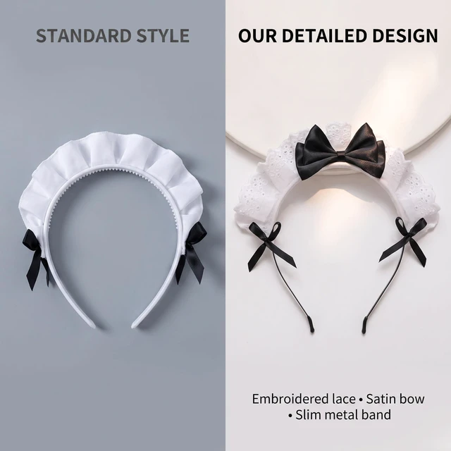 Alt view image 6 of 7 - Jinshining Black Women Girls for Lolita Headband Lace Bow Hair Band Maid Anime Cosplay Headwear Ribbon Bowknot Cute Hair Band Party Hair Accessories Women's Fashion Headbands Maid's Headband