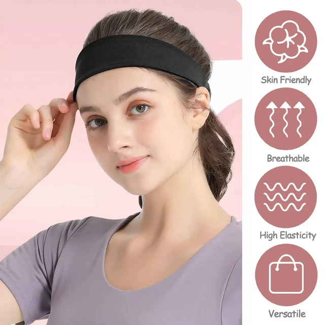 Alt view image 4 of 7 - Headbands for Women Non Slip, 9Pcs Soft Elastic Hair Bands for Women's Hair, Fashion Stretchy Fabric Sweat Bands Headbands for Daily Workout Yoga Running Sports