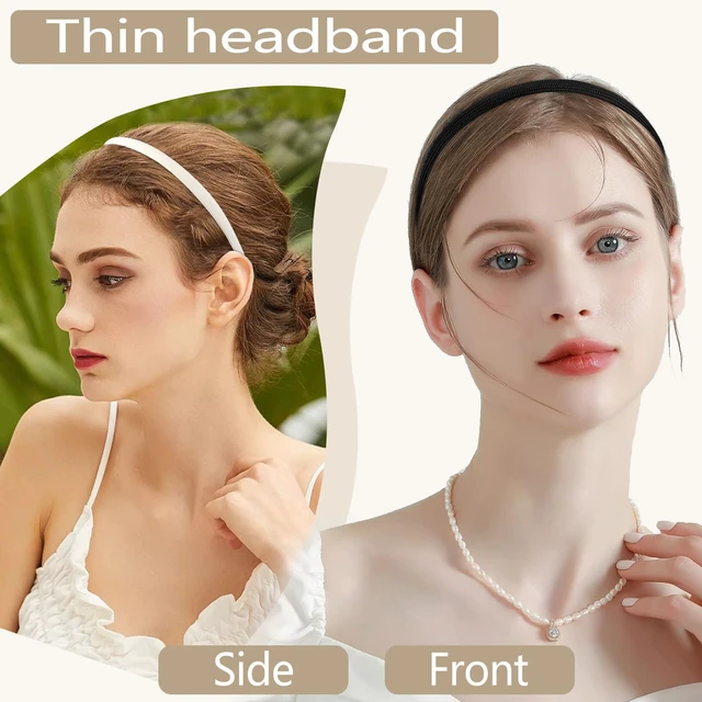 Alt view image 3 of 7 - Vovii 4Pcs Thin Headbands For Women Girls No Headache Pressure Comfortable Headbands for Women Non Slip Fabric Skinny Narrow Hairbands Head Bands for Women's Hair Accessories
