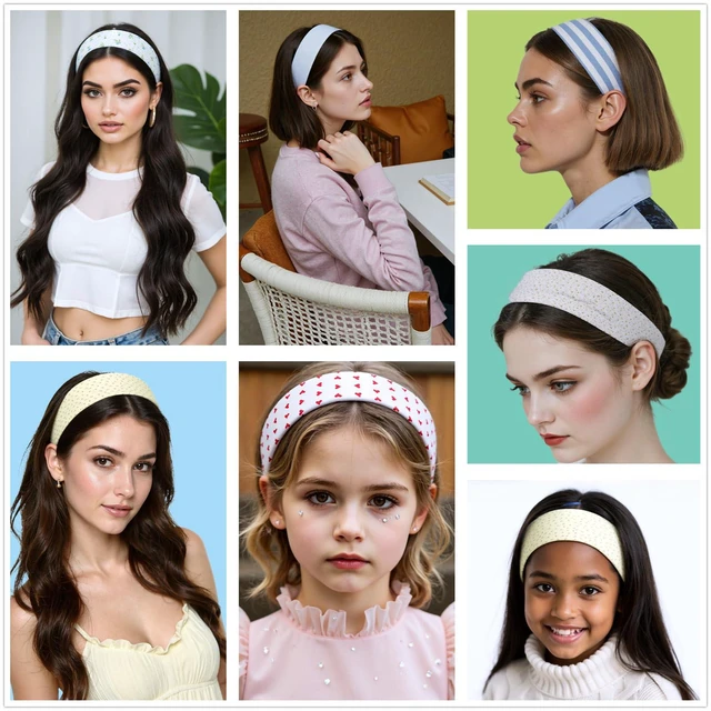 Alt view image 5 of 7 - Zupro 6Pcs Rustic Style Women's Headbands, Soft Stretchy Fabric Hair Bands | Elastic Sweat Hairbands, Non Slip Cute Trendy Hair Accessories, for Yoga Workout Running Sports & Daily Short Hair Fixing