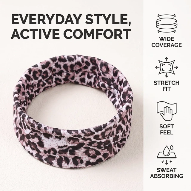 Alt view image 5 of 7 - Junfamilee Purple Fashion Women Leopard Print Cross Elastic Headband Gym Hairband Hair Women's Fashion Headbands, Hair Accessories