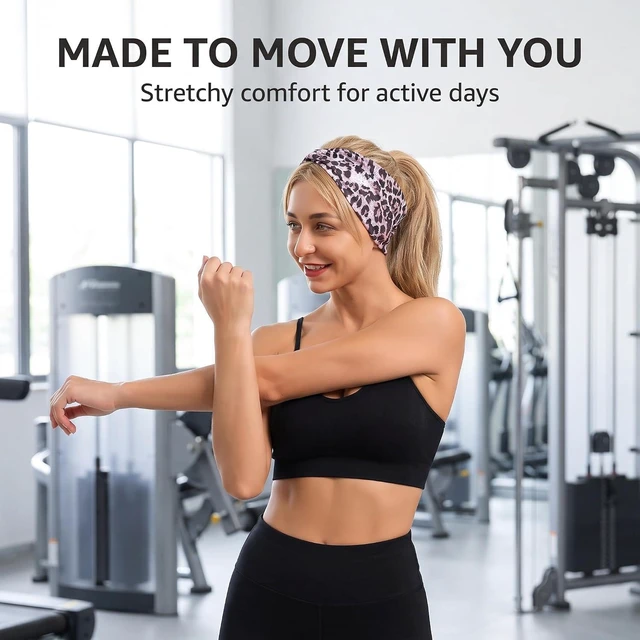 Alt view image 7 of 7 - Junfamilee Purple Fashion Women Leopard Print Cross Elastic Headband Gym Hairband Hair Women's Fashion Headbands, Hair Accessories