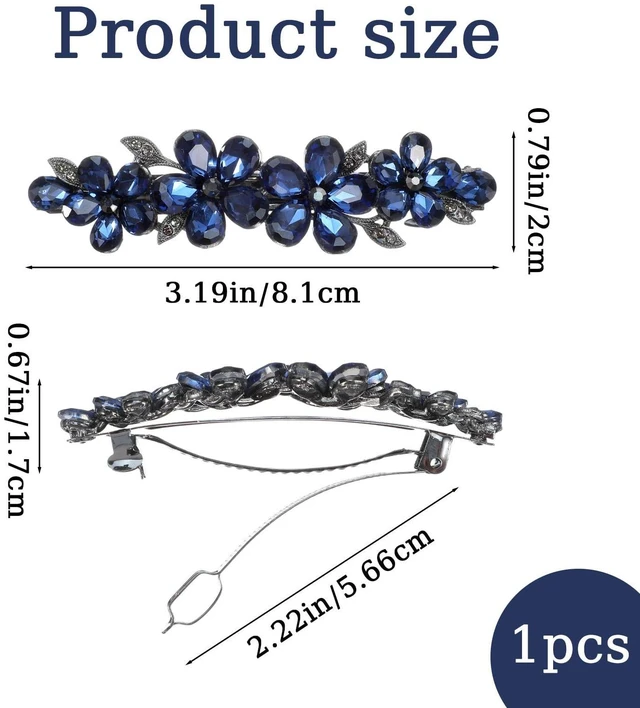 Alt view image 2 of 7 - Shimmeroo Blue Flower Rhinestone Hair Clips Sparkly Crystal Bridal Hairclip | Fancy Rhinestone Hair Clips Clothespin Accessories for Women Bridal Wedding Bride Prom Flower Girls(1 Pcs)