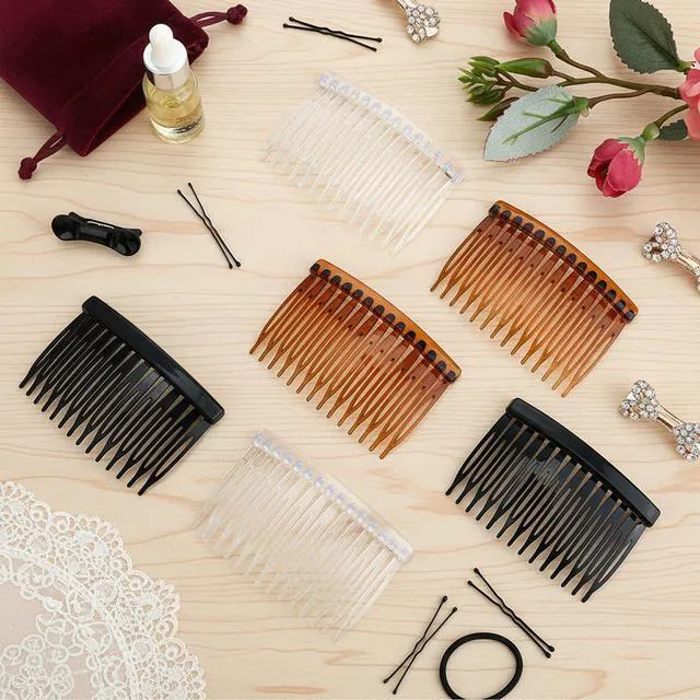 Alt view image 3 of 7 - 6 Pcs French Side Comb 14 Teeth, Hair Combs for Women Accessories, Vintage Decorative Hair Combs for Women Girls Bridal Wedding Veil Fine Hairs