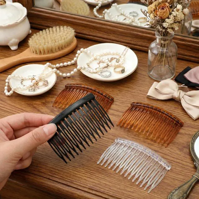 Alt view image 4 of 7 - 6 Pcs French Side Comb 14 Teeth, Hair Combs for Women Accessories, Vintage Decorative Hair Combs for Women Girls Bridal Wedding Veil Fine Hairs