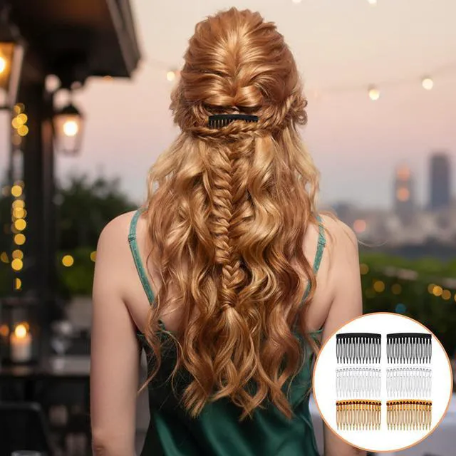 Alt view image 5 of 7 - 6 Pcs French Side Comb 14 Teeth, Hair Combs for Women Accessories, Vintage Decorative Hair Combs for Women Girls Bridal Wedding Veil Fine Hairs