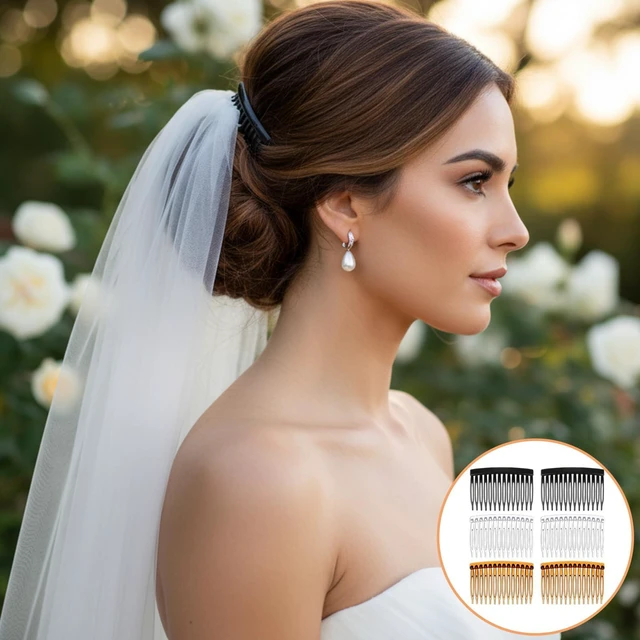 Alt view image 7 of 7 - 6 Pcs French Side Comb 14 Teeth, Hair Combs for Women Accessories, Vintage Decorative Hair Combs for Women Girls Bridal Wedding Veil Fine Hairs