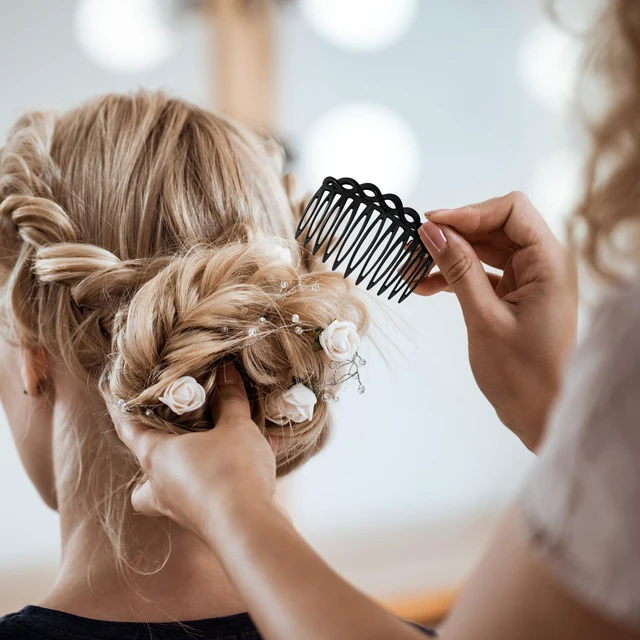Alt view image 5 of 7 - 6Pcs French Hair Combs for Women - Resin Decorative Hair Combs Set in Black/White/Coffee, Small Hair Clips for Styling, Bridal, Daily Use