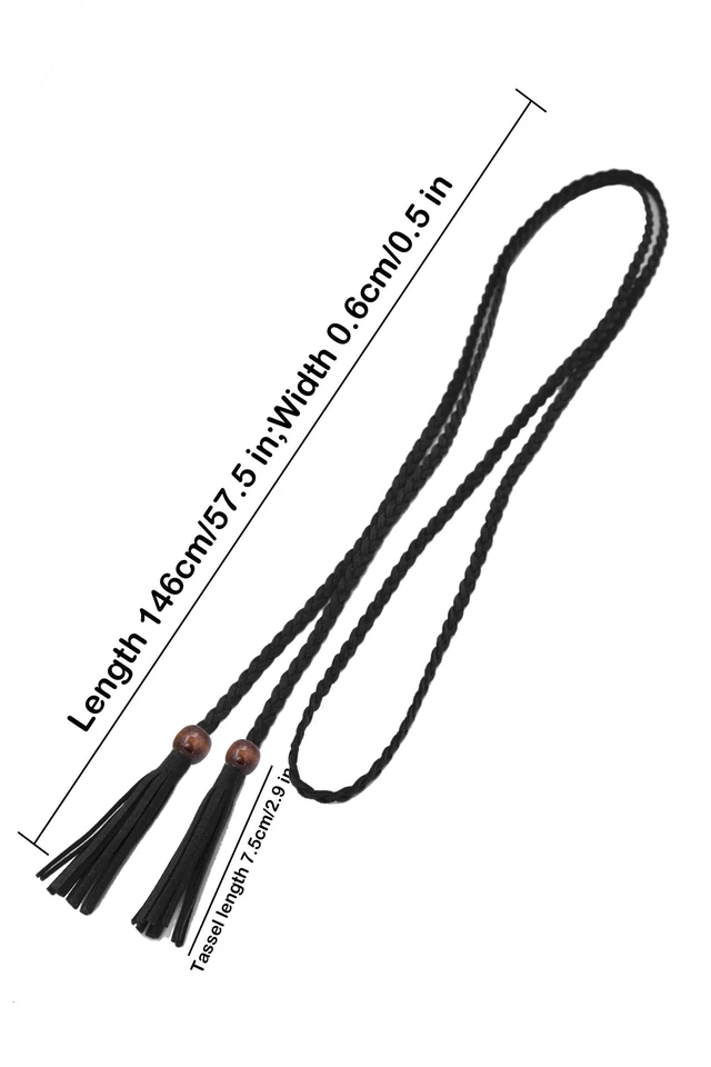 Alt view image 5 of 7 - TeeYee Women's Fashion Belt Set AdjustableLeather Woven Knitted Waist Belt/Rope/Chain Belt Tassel Rope Skinny Belt for Skirt Dress Party Pack of 3 018blacktancoffee