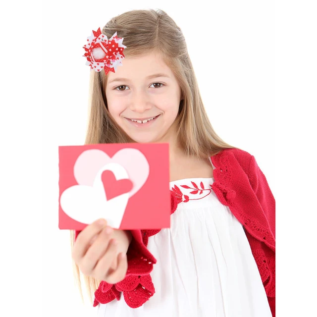 Alt view image 4 of 7 - ANBALA 2PCS Red Bows for Girls Red Pink Heart Hair Clips Ribbon Ribbon Bow Valentines Hair Accessories for Women Girls