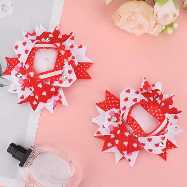 Alt view image 7 of 7 - ANBALA 2PCS Red Bows for Girls Red Pink Heart Hair Clips Ribbon Ribbon Bow Valentines Hair Accessories for Women Girls