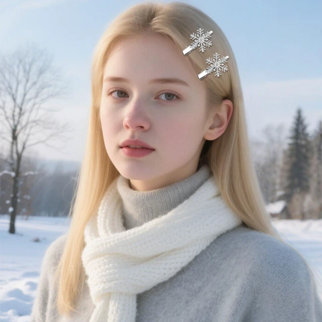 Alt view image 3 of 7 - WHAVEL 4Pcs Rhinestone Snowflake Hair Clips Christmas Sparkly Metal Alligator Clips Silver Crystal Hair Barrettes Hairpins for Bride Wedding Winter Accessories for Women Gils