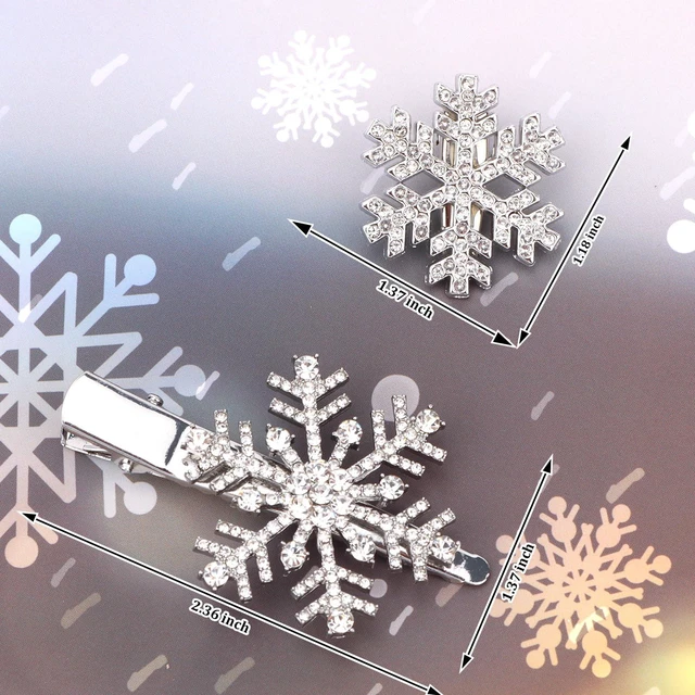 Alt view image 6 of 7 - WHAVEL 4Pcs Rhinestone Snowflake Hair Clips Christmas Sparkly Metal Alligator Clips Silver Crystal Hair Barrettes Hairpins for Bride Wedding Winter Accessories for Women Gils