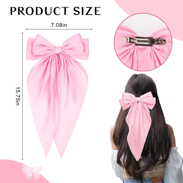 Alt view image 2 of 7 - AMCAMI 4 PCS hair clips hair bows for women hair accessories hair clips for styling bows for women hair accessories for girls ribbon for hair coquette accessories hair clips for thick hairred&pink