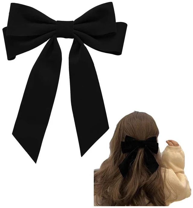 Main image of Black Velvet Hair Bow Clips Alligator Clips for Hair Bows Hair clips for Women Girls French Barrette Large Bowknot Hair Clip for Bride Wedding Hairpin