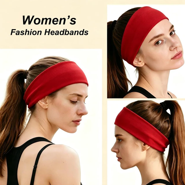 Alt view image 4 of 6 - 8pcs Headbands for Women Non Slip - Soft Women's Fashion Headband | Sports Head Bands Elastic Hair Bands for Daily, Workout, Yoga & Running (Multicolor-1)