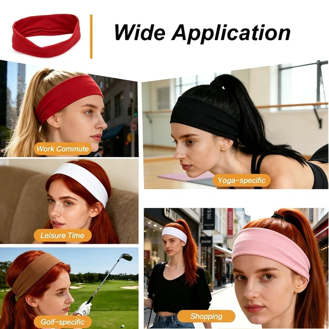 Alt view image 5 of 6 - 8pcs Headbands for Women Non Slip - Soft Women's Fashion Headband | Sports Head Bands Elastic Hair Bands for Daily, Workout, Yoga & Running (Multicolor-1)