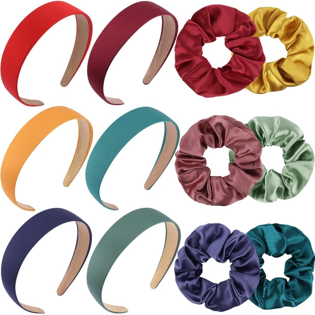 Main image of AOPRIE Headbands for Women Headband for Girls Hair Bands for Women's Hair Solid Color Scrunchies for Women Blue Red Pink Yellow Green, 12 Pack