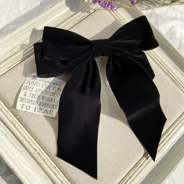 Alt view image 5 of 7 - Black Velvet Hair Bow Clips Alligator Clips for Hair Bows Hair clips for Women Girls French Barrette Large Bowknot Hair Clip for Bride Wedding Hairpin