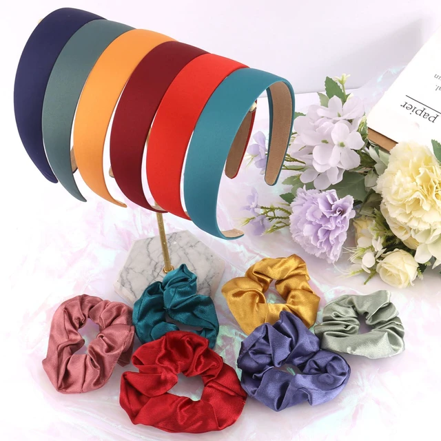 Alt view image 7 of 7 - AOPRIE Headbands for Women Headband for Girls Hair Bands for Women's Hair Solid Color Scrunchies for Women Blue Red Pink Yellow Green, 12 Pack