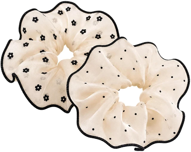 Alt view image 3 of 7 - 2Pcs Polka Dots Hair Ties for Women Fashion 1950s Large Ponytail Scrunchies