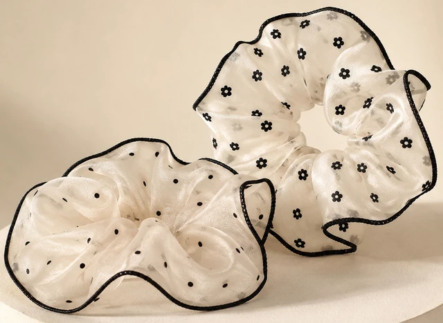 Alt view image 7 of 7 - 2Pcs Polka Dots Hair Ties for Women Fashion 1950s Large Ponytail Scrunchies