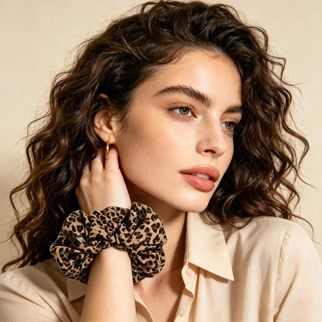 Alt view image 2 of 7 - 2PCS Leopard Elastic Scrunchie Hair Tie - Satin Hair Tie Accessories Cheetah Headdress Hair Accessories for Women Girls