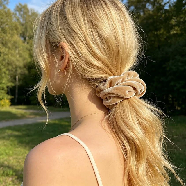 Alt view image 2 of 7 - Velvet-Scrunchies for Women Hair-Ties Jumbo Ponytail Holder Hair Accessory