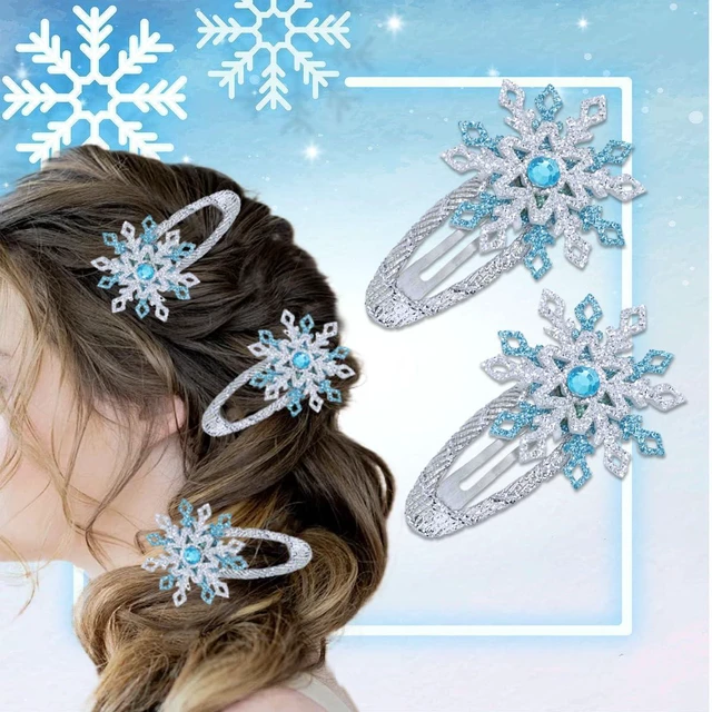 Alt view image 5 of 7 - 4Pcs Christmas Hair Clips Blue Silver Snowflake Hair Accessories with Rhinestone Glitter Winter Hair Barrette Christmas Hairpins Set for Women Xmas Holiday Hair Clips Clamps Decoration