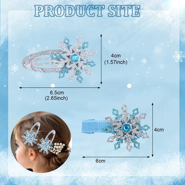 Alt view image 7 of 7 - 4Pcs Christmas Hair Clips Blue Silver Snowflake Hair Accessories with Rhinestone Glitter Winter Hair Barrette Christmas Hairpins Set for Women Xmas Holiday Hair Clips Clamps Decoration