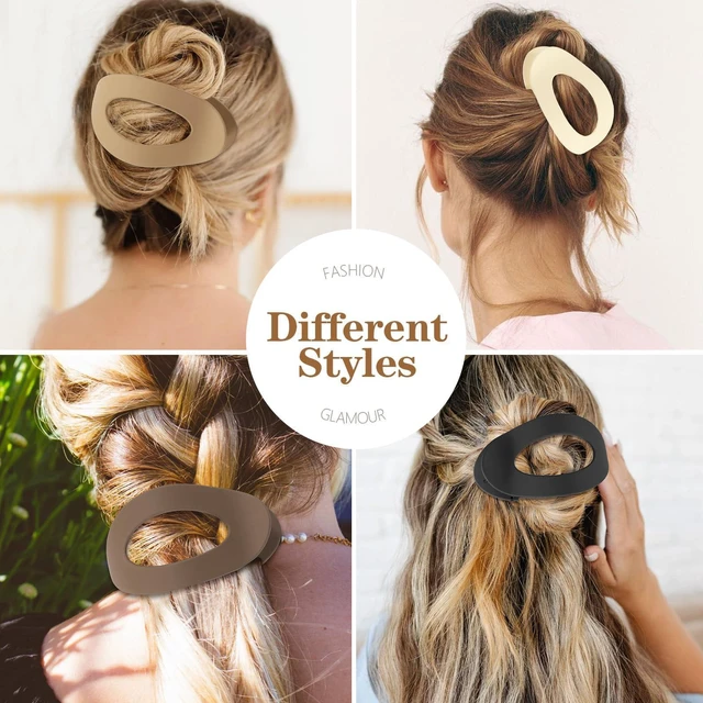 Alt view image 2 of 7 - 6 PCS Flat Hair Clips for Women, Medium Flat Hair Clips, Flat Claws Clips for Thick Thin Hair, Hair Claw Clips with Secure Hold Double Inner Teeth, Lay Down Claw Clip, Classic Hair Barrettes