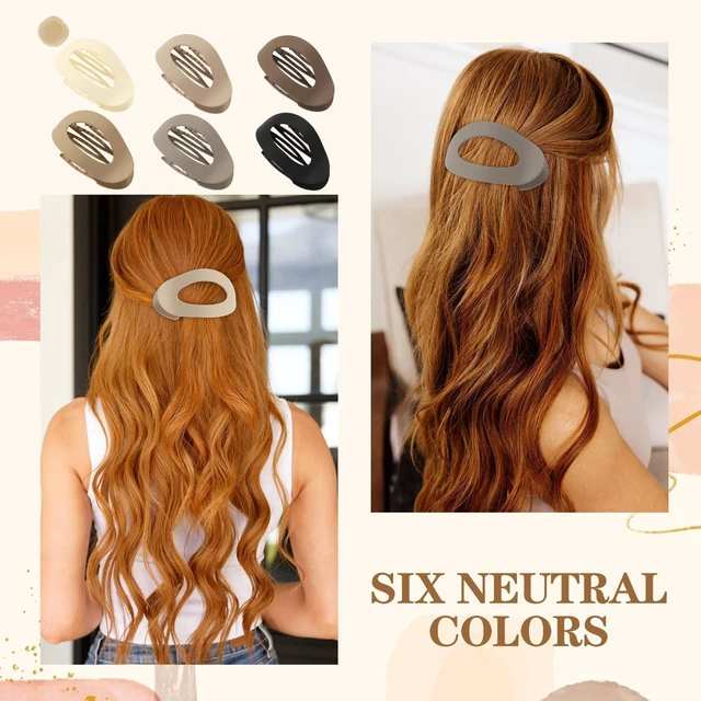 Alt view image 5 of 7 - 6 PCS Flat Hair Clips for Women, Medium Flat Hair Clips, Flat Claws Clips for Thick Thin Hair, Hair Claw Clips with Secure Hold Double Inner Teeth, Lay Down Claw Clip, Classic Hair Barrettes