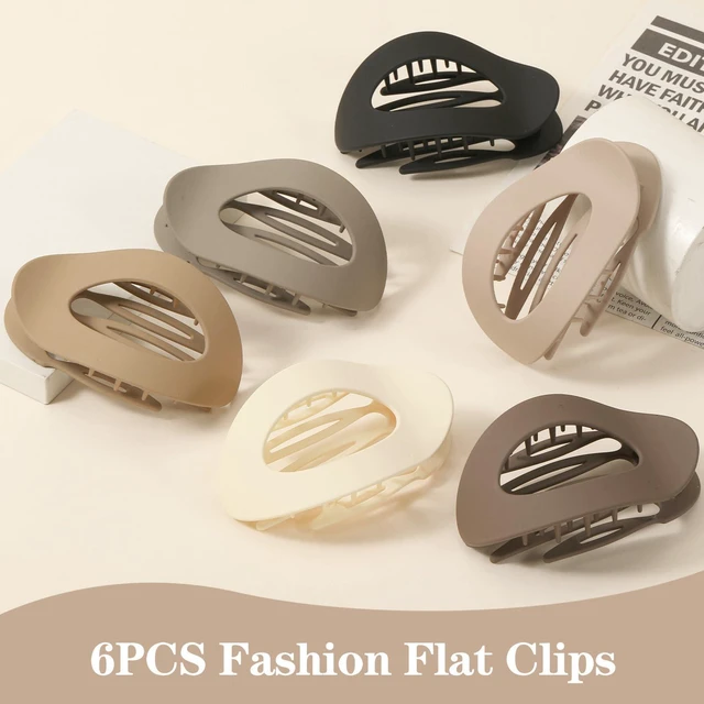 Alt view image 6 of 7 - 6 PCS Flat Hair Clips for Women, Medium Flat Hair Clips, Flat Claws Clips for Thick Thin Hair, Hair Claw Clips with Secure Hold Double Inner Teeth, Lay Down Claw Clip, Classic Hair Barrettes