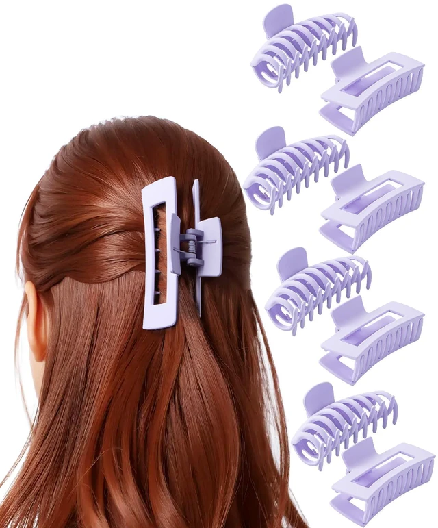 Main image of Ms. Pen- Large Hair Clips for Women, 4.3 Inch, 8 Pack, Purple | Strong Spring & Secure Grip Claw Clips, Durable Matte Plastic, Comfortable All-Day Hold, Ideal for All Hair Types