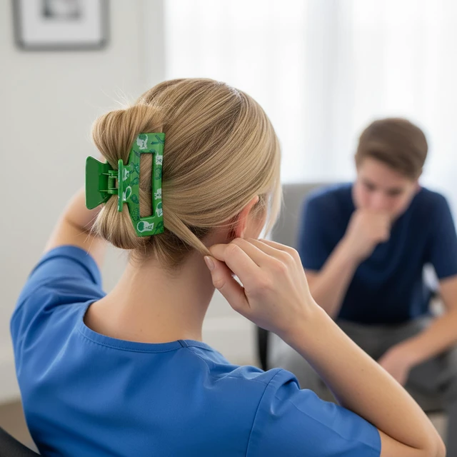 Alt view image 6 of 7 - PANTIDE 4Pcs Mental Health Awareness Hair Claw Clips for Women Girls - Green Ribbon Mental Health Month Rectangle Nonslip Banana Hair Clips, Thin Thick Short Long Curly Accessories, Events Party Gifts