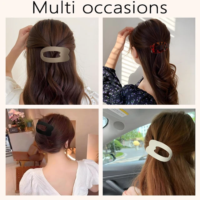 Alt view image 4 of 6 - 4 PCS Flat Hair Clips, Strong Hold Hair Clips for Thick Thin Hair, Stylish Classic Hair Barrettes, Large Flat Claw Clips for Women Girls (Mixing)