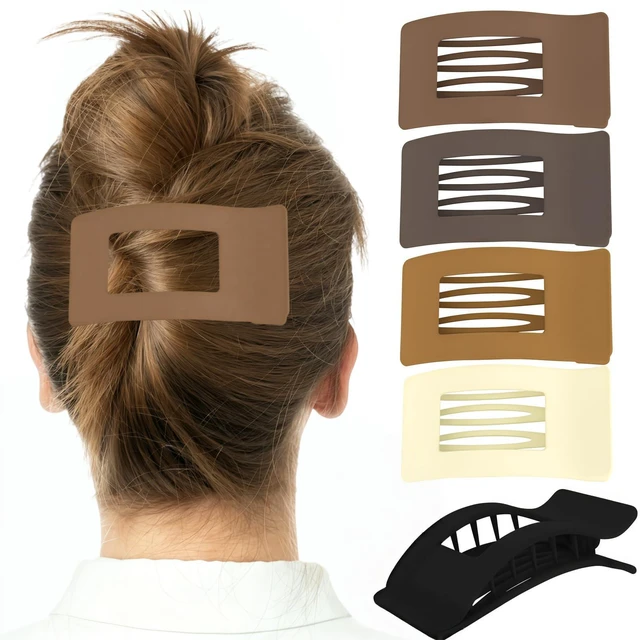 Main image of Flat Hair Clips for Women Girls, 5Pcs French Large Flat Claw Clips for Thick Hair, Strong Hold Grip No Slip Multicolor Matte