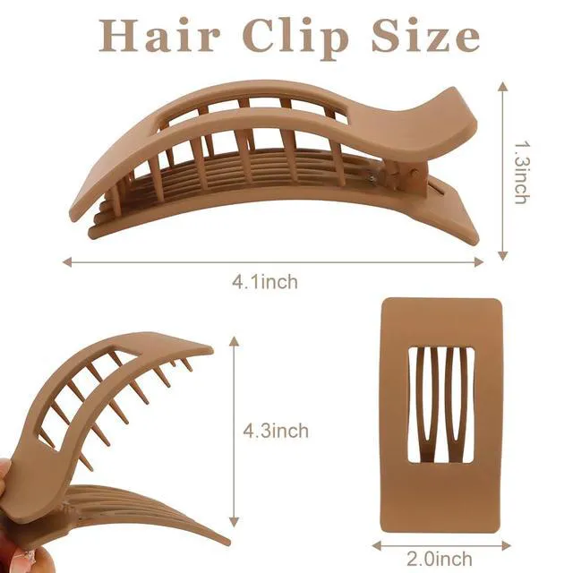 Alt view image 3 of 7 - Flat Hair Clips for Women Girls, 5Pcs French Large Flat Claw Clips for Thick Hair, Strong Hold Grip No Slip Multicolor Matte