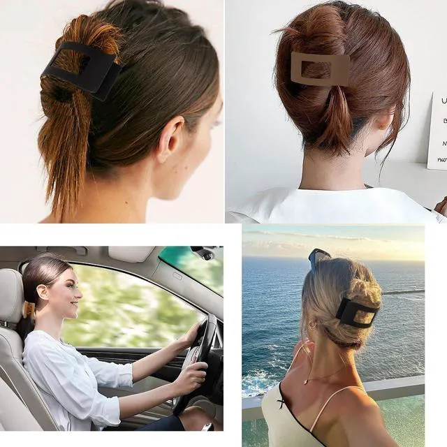 Alt view image 2 of 7 - Flat Hair Clips for Women Girls, 5Pcs French Large Flat Claw Clips for Thick Hair, Strong Hold Grip No Slip Multicolor Matte