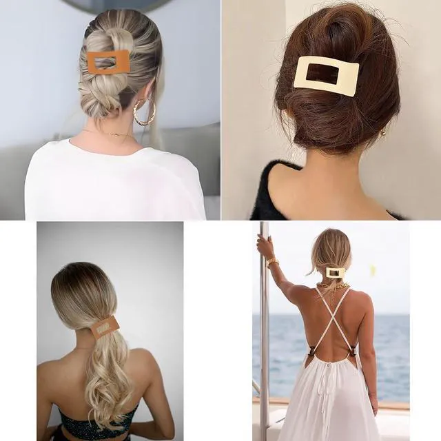 Alt view image 6 of 7 - Flat Hair Clips for Women Girls, 5Pcs French Large Flat Claw Clips for Thick Hair, Strong Hold Grip No Slip Multicolor Matte