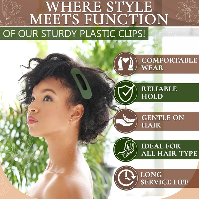 Alt view image 4 of 7 - Small Flat Claw Clips for Fine Hair, 5 Pcs, Non-Slip Strong Hold | Flat Hair Clips for Women, Matte Finish, Flower & Oval Set, Close-To-Head Low Profile, Lightweight for Twists, Half-Up & Buns