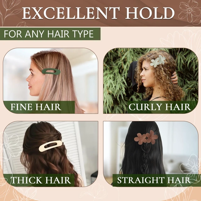 Alt view image 5 of 7 - Small Flat Claw Clips for Fine Hair, 5 Pcs, Non-Slip Strong Hold | Flat Hair Clips for Women, Matte Finish, Flower & Oval Set, Close-To-Head Low Profile, Lightweight for Twists, Half-Up & Buns