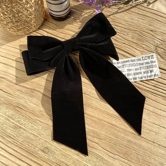 Alt view image 4 of 7 - Black Velvet Hair Bow Clips Alligator Clips for Hair Bows Hair clips for Women Girls French Barrette Large Bowknot Hair Clip for Bride Wedding Hairpin