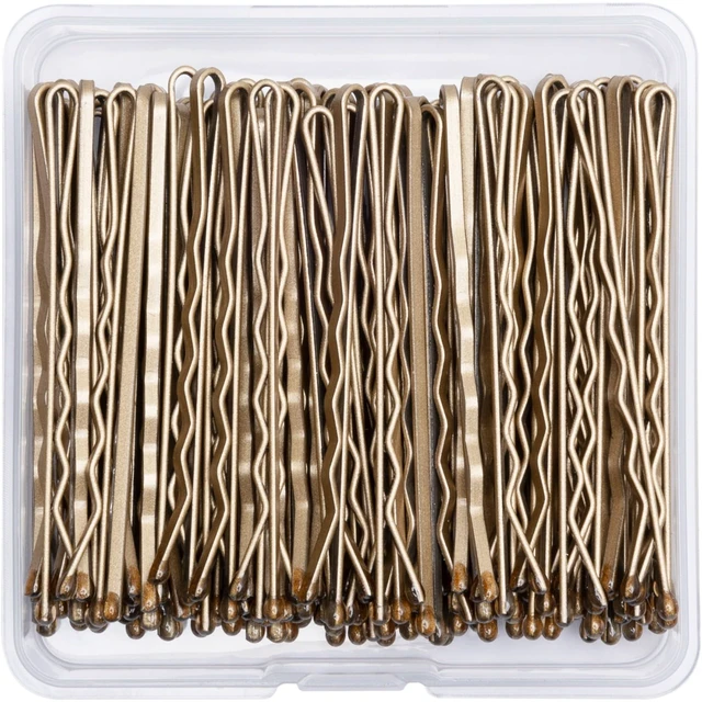 Main image of Bobby Pins for Women, Regular Size, Blonde Wavy Pins with Small Box | 100 Count, Secure Hold, Comfortable, Suitable for Blonde Light Brown Hair