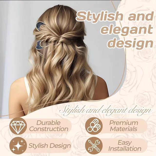 Alt view image 4 of 7 - 4PCS U Shaped Hair Fork,French Hair Pins for Women,Metal Vintage Hair Sticks for French Twist Hair,Hairstyle Chignon of Elegant Hairstyles Accessories