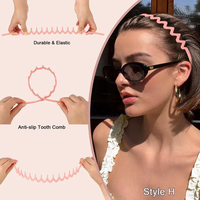 Alt view image 5 of 7 - CIEHER 8PCS Zig Zag Claw Comb Headbands, Flex No Pressure Headbands, Plastic Hair Bands with Teeth (Color_5)