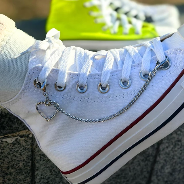 Alt view image 4 of 5 - Gownsella 2PCS Shoe Charms Chain Shoelace Chains DIY Punk Shoe Accessories Decoration for Boot Sneaker Bag Handbags Pants Chain Keychain Cool Party for Girl Women (05Thorns Love - Side)